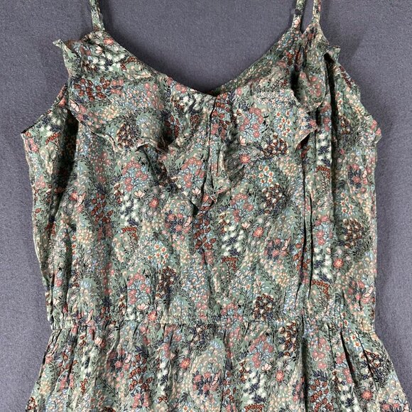Forever 21 Womens Medium Green Floral Spaghetti Strap Light Summer Dress NWT - Picture 2 of 7